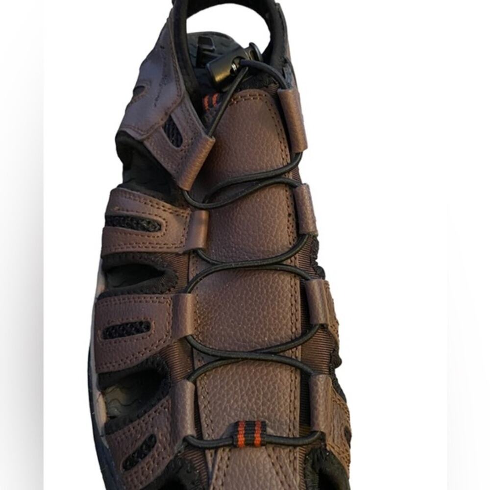 Eddie Bauer Troy Sandals Men’s Size 9 Toe Bump Bungee Brown Cinch Hiking Walking - Picture 3 of 10